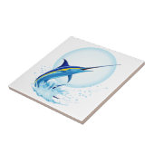 海から飛び出す青いマーリン タイル (側面)