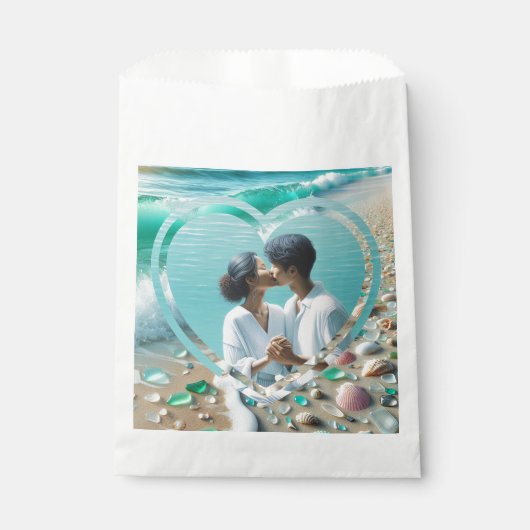 海かわいらしガラス写真結婚の フェイバーバッグ (正面)