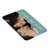 海かわいらしグリーン日付の写結婚真を保存 マグネット (右側)