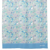 海かわいらしシーシェルパターン(青) シャワーカーテン (正面)