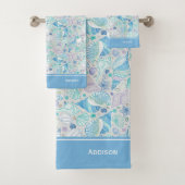 海かわいらしシーシェルパターン(青) バスタオルセット (インサイチュ)