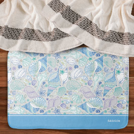 海かわいらしシーシェルパターン（青） バスマット