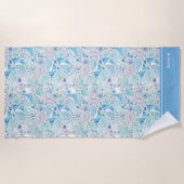 海かわいらしシーシェルパターン（青） ビーチタオル (正面)