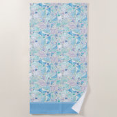 海かわいらしシーシェルパターン（青） ビーチタオル (正面)