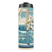 海かわいらしビューと花の花瓶 タンブラー (正面)