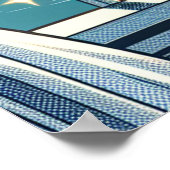 海かわいらしビューと花の花瓶 ポスター (角)