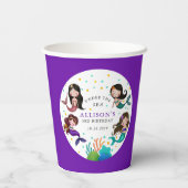 海かわいらし女の子の誕生日パーティーの下の人魚 紙コップ (裏面)