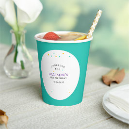 海かわいらし女の子の誕生日パーティーの下の人魚 紙コップ