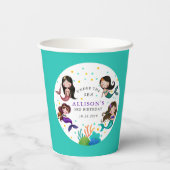 海かわいらし女の子の誕生日パーティーの下の人魚 紙コップ (裏面)