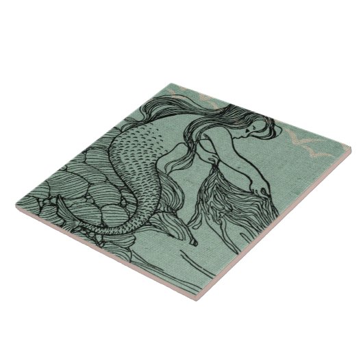 海かわいらし岸の海の上の人魚航海のたち タイル (側面)