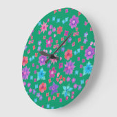 海かわいらし緑花 – パワー丸い壁時計 ラージ壁時計 (傾斜)