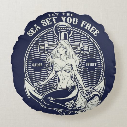 海があなたを自由に設定装飾用クッション ラウンドクッション (正面)