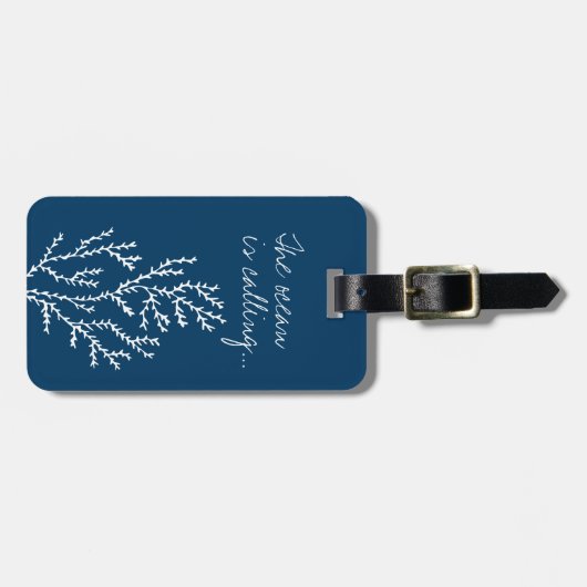 海が呼び出し…ティール(緑がかった色)カスタムブルーワカメ ラゲッジタグ (正面横)