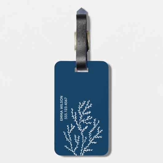 海が呼び出し…ティール(緑がかった色)カスタムブルーワカメ ラゲッジタグ (裏面縦)