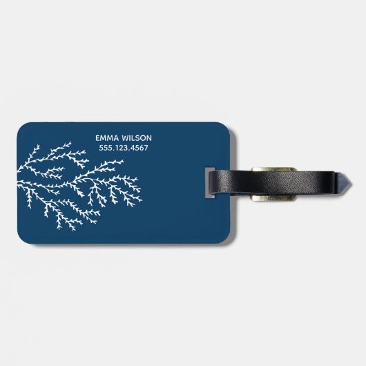 海が呼び出し…ティール(緑がかった色)カスタムブルーワカメ ラゲッジタグ (裏面横)