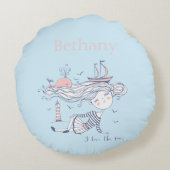 海が大好きお洒落航海のパーソナライズされた ラウンドクッション (裏面)