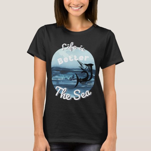 海が好き。楽しい釣りのアート Tシャツ (正面)