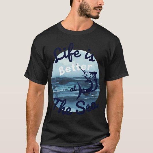 海が好き。楽しい釣りのアート Tシャツ (正面)