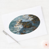 海が岩に出会う場所 楕円形シール (封筒)