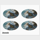 海が岩に出会う場所 楕円形シール (シート)