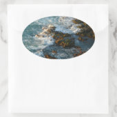 海が岩に出会う場所 楕円形シール (バッグ)