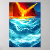 海が燃えている | AIアートポスター ポスター (正面)