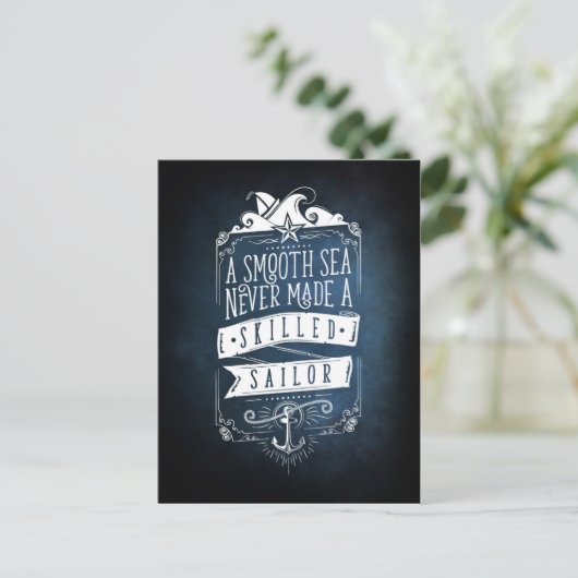 海が穏やかなので熟練の船員は決して得られなかった ポストカード (スタンド正面)