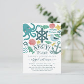 海が航海の揺れ動く！男の子のシャワーだ インビテーションポストカード (スタンド正面)