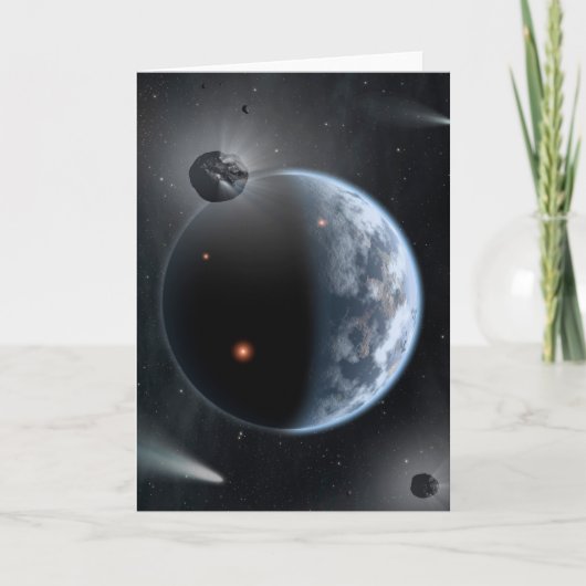 海が表面を覆う地球のような惑星。 カード (正面)