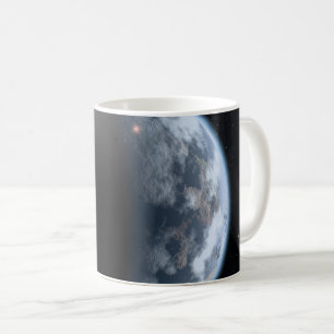 海が表面を覆う地球のような惑星。 コーヒーマグカップ