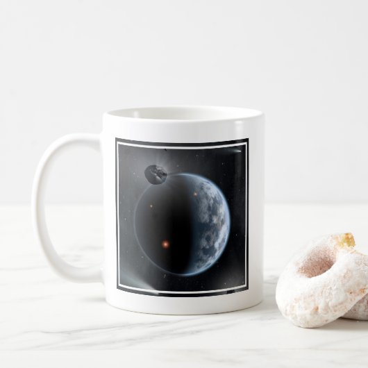 海が表面を覆う地球のような惑星。 コーヒーマグカップ (ドーナツ)