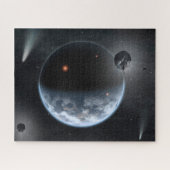 海が表面を覆う地球のような惑星。 ジグソーパズル (横)