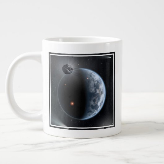 海が表面を覆う地球のような惑星。 ジャンボコーヒーマグカップ (左)
