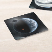 海が表面を覆う地球のような惑星。 スクエアペーパーコースター (アングル)