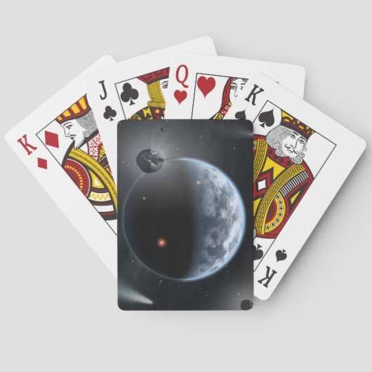 海が表面を覆う地球のような惑星。 トランプ (裏面)