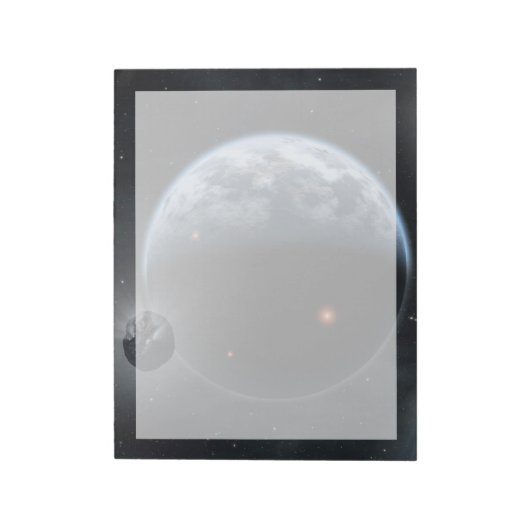 海が表面を覆う地球のような惑星。 ノートパッド (回転)