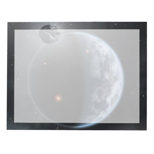 海が表面を覆う地球のような惑星。 ノートパッド (正面)