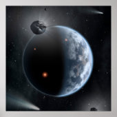 海が表面を覆う地球のような惑星。 ポスター (正面)