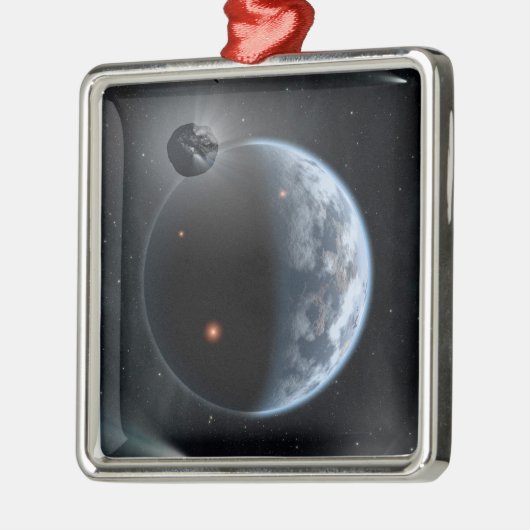 海が表面を覆う地球のような惑星。 メタルオーナメント (左)