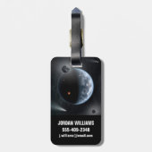 海が表面を覆う地球のような惑星。 ラゲッジタグ (裏面縦)