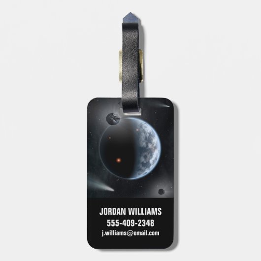 海が表面を覆う地球のような惑星。 ラゲッジタグ (裏面縦)