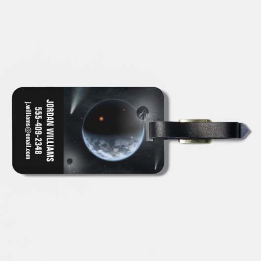 海が表面を覆う地球のような惑星。 ラゲッジタグ (裏面横)