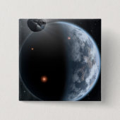 海が表面を覆う地球のような惑星。 缶バッジ (正面)