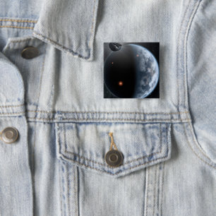 海が表面を覆う地球のような惑星。 缶バッジ