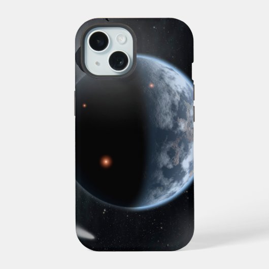 海が表面を覆う地球のような惑星。 iPhone 15ケース (裏面)