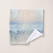 海が霧がかった金色の夕日に飛び散る バスタオルセット (ウォッシュタオル)