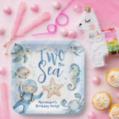 海が2つ!可愛いボーイブルー海誕生会 ペーパープレート (パーティー)