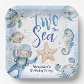 海が2つ!可愛いボーイブルー海誕生会 ペーパープレート (正面)