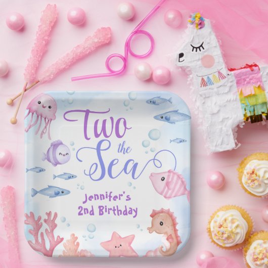 海が2つ！第2期バースデーかわいい海の生活 ペーパープレート (パーティー)