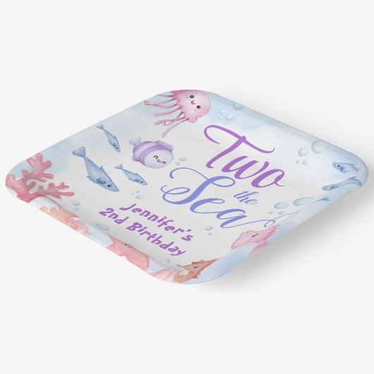 海が2つ！第2期バースデーかわいい海の生活 ペーパープレート (傾斜あり)